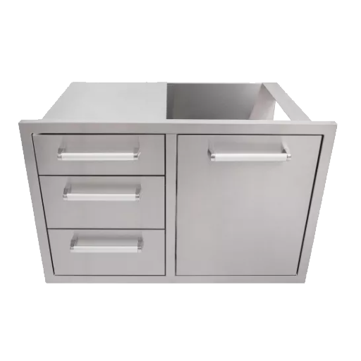 Triple Drawer Trash Combo Stainless Cabinet